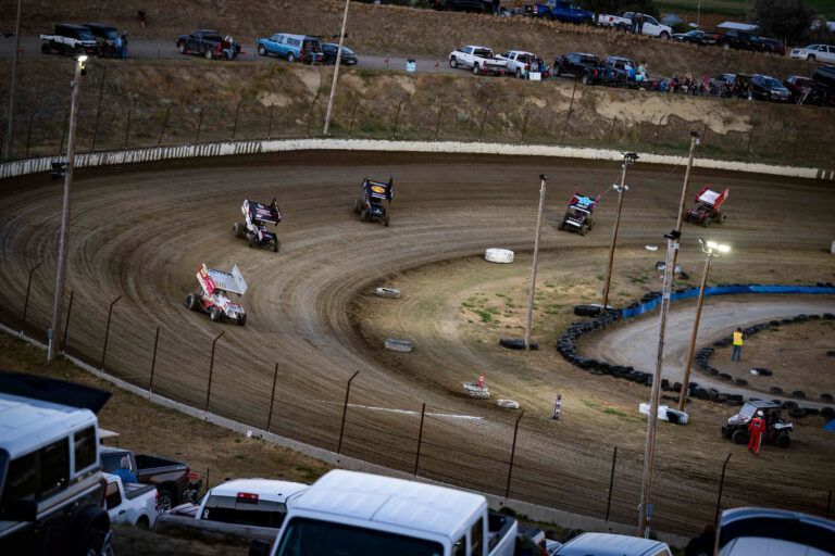 Sprint Cars racing around Sheridan